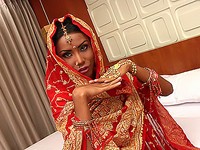 Divine shemale princess poses in sari