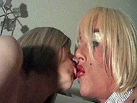 This dirty blonde slut could barely fit TGirl Zoe's massive 9 inch cock in her mouth