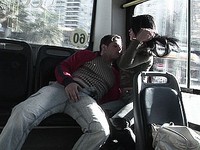 Hardcore tgirl sex action on a city bus